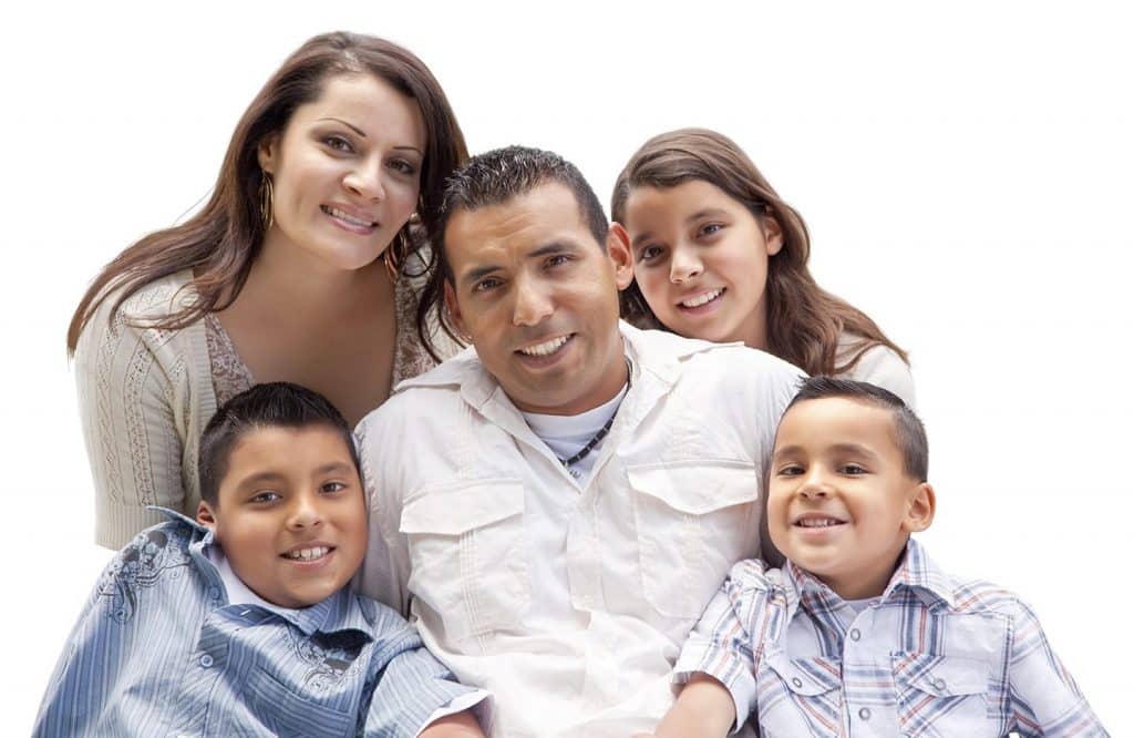 Happy NJFOP family portrait portrait on white background
